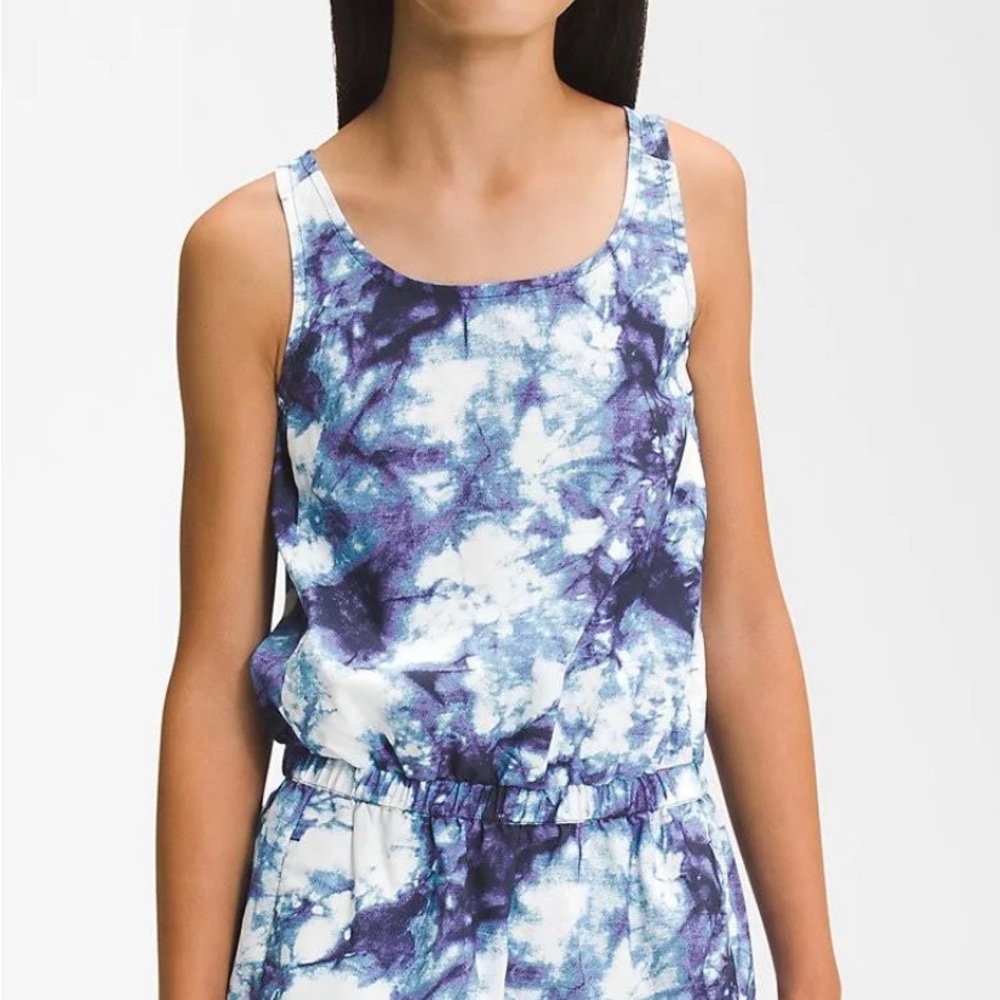 New Big Kids Girls Romper The Northface Tie Dye Camp Hike S L XL $55
